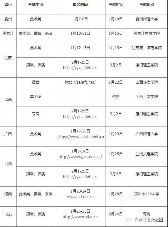 校考時(shí)間安排