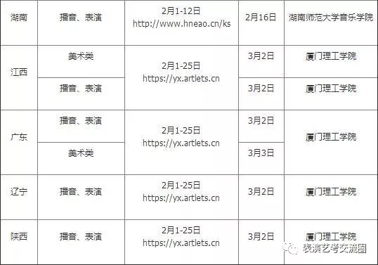 　校考時(shí)間安排