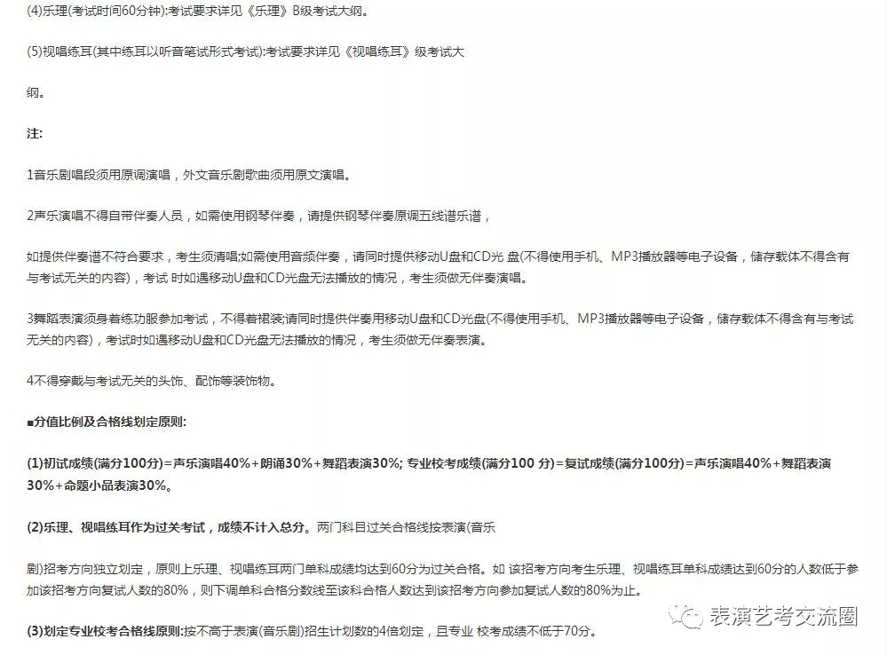 浙江音樂學院考試科目